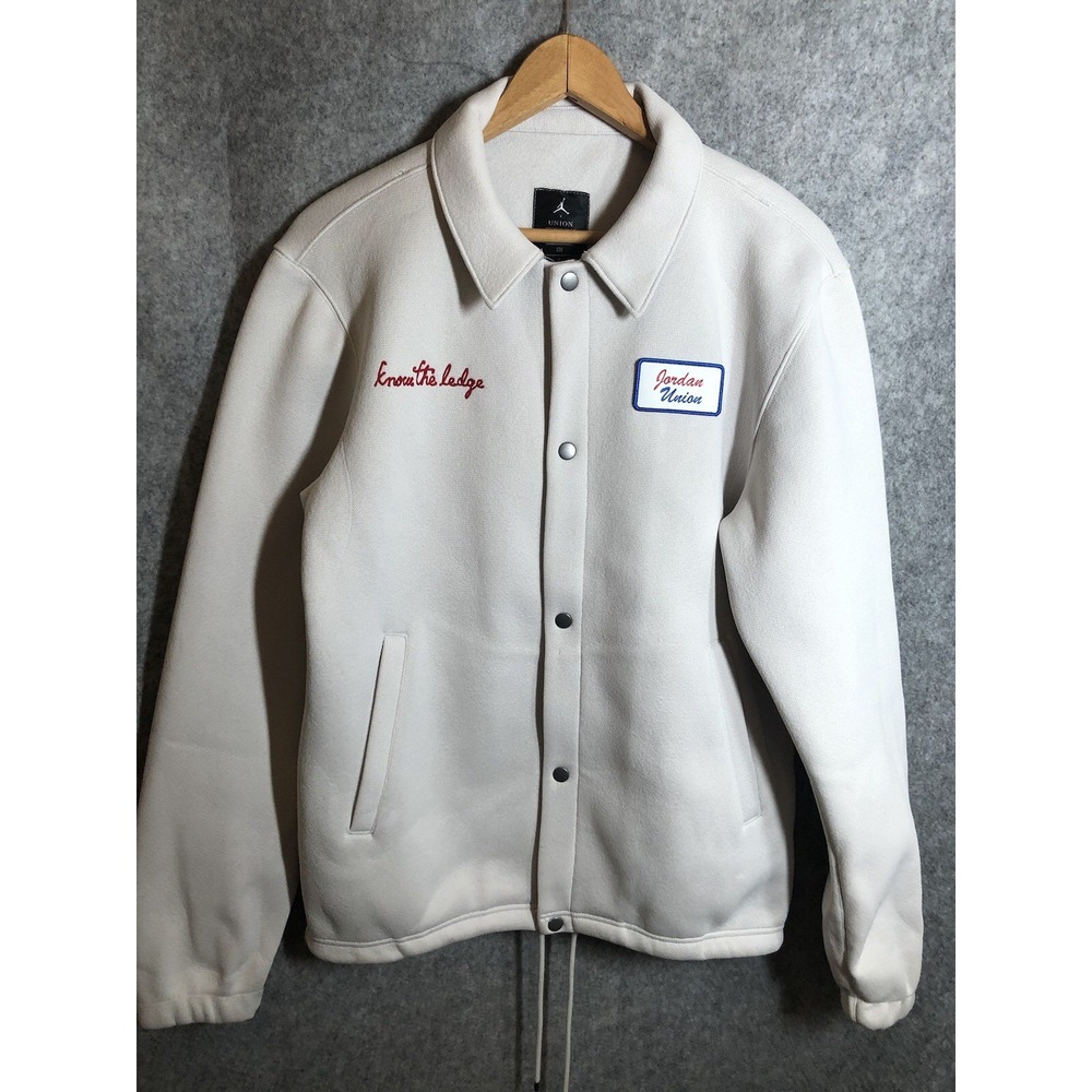 Air Jordan x Union Mens S White Logos Snap LA Coaches Jacket